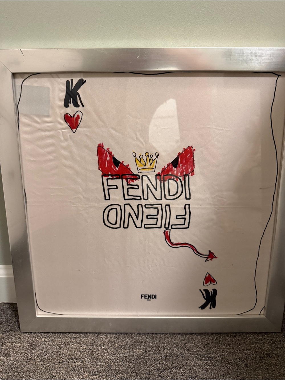 Fendi White Art Print with Red, Black, Gold Accents